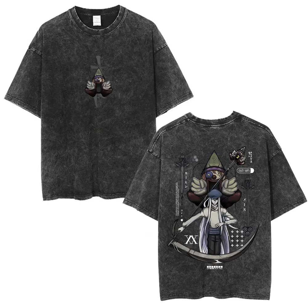 Vintage Washed Anime Hunter X Hunter T Shirt Kite Phantom Troupe Hisoka Chrollo Short Sleeve T-shirt Men Women Harajuku T-shirts