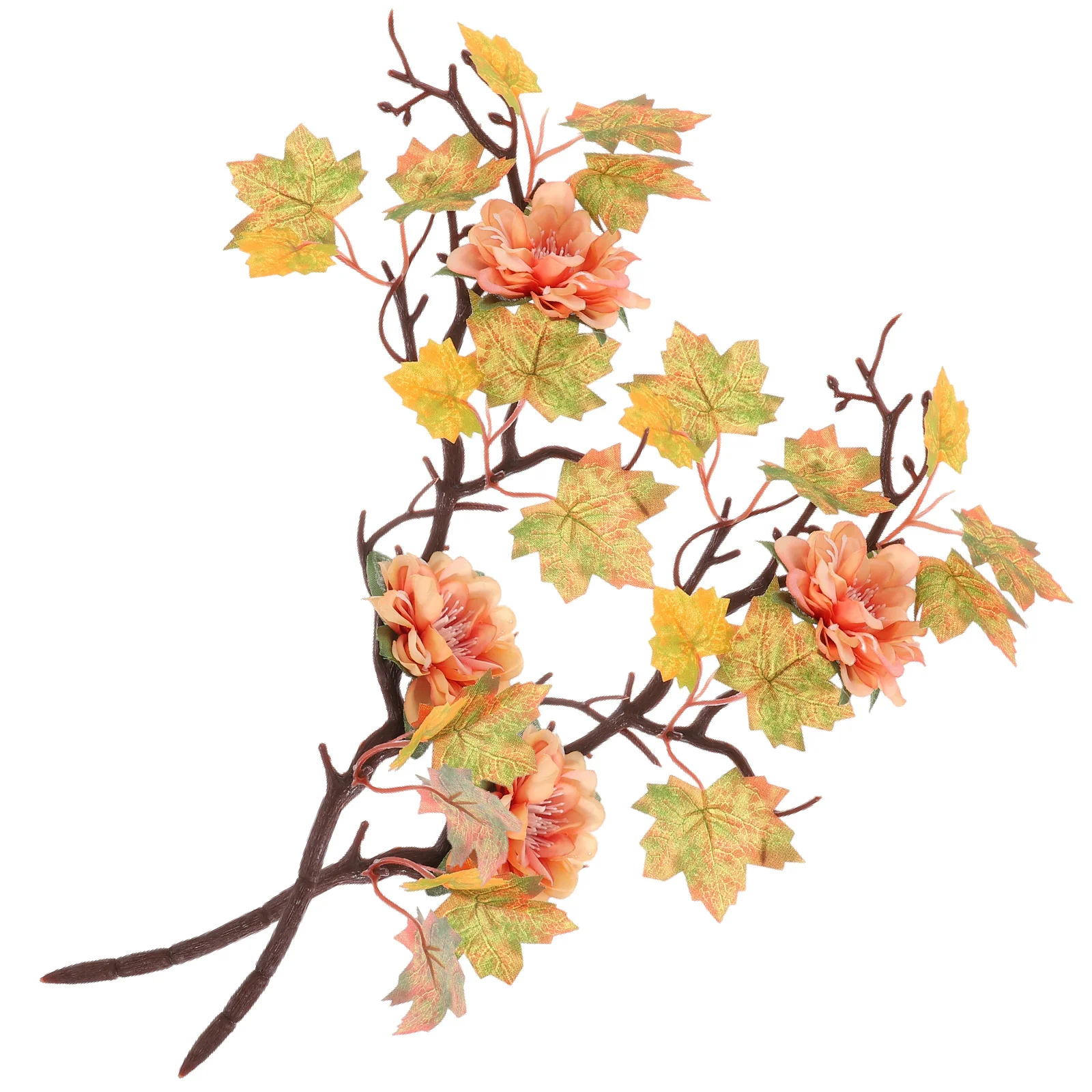 

2pcs Artificial Stems Fall Decorations Home Autumn Faux Vivid Leaves Decor Simulation Ornament Fake Thanksgiving Maple Branch