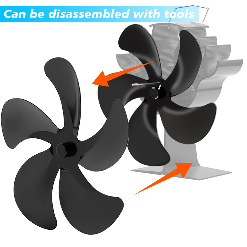 5 Blades for fireplace fans Durable High Quality Brand New Accessories Aluminum AlloyFan Blades  Environmental Low Noise