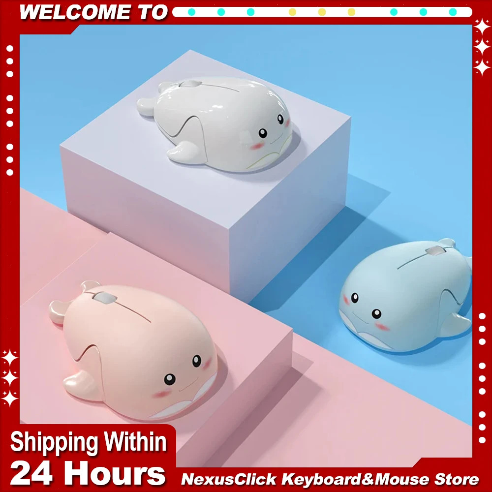 

Cute Wireless 2.4G Mouse Dolphin Designed Creative Ergonomic USB Optical 1600DPI Mini Silent Mice Kid Gifts For PC Laptop Gaming