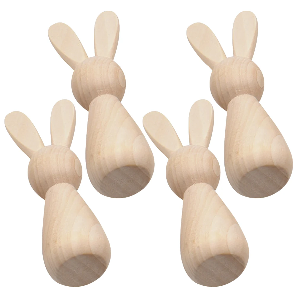 

4pcs Diy Wooden Bunny Unfinished Wood Peg Bunnies Craft Painting Kits Creative Room Decor Manual Art Supplies For Family