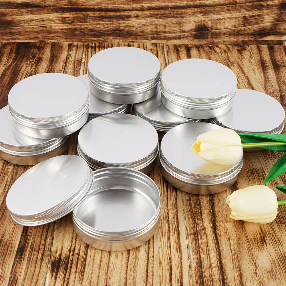 20Pcs Aluminum Jars 50/100ML Refillable Empty Metal Pot Mini Portable Jewelry Container Travel Sample Pot Organizer for Cosmetic