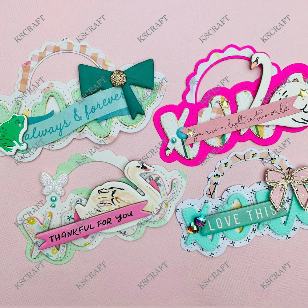 KSCRAFT XOXO Bag Topper Cutting Dies Stencils for DIY Scrapbooking Decorative Embossing DIY Paper Cards