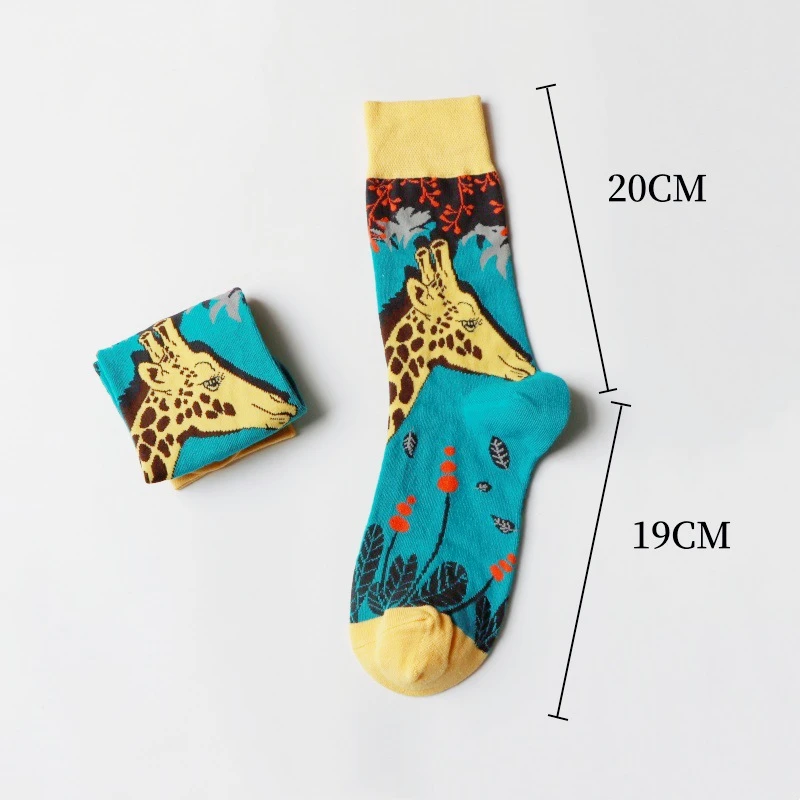 

1 Pair Couple Sexy Socks Spring High-quality Men Women British Style Design Cat Mermaid Wine Novelty Literary Cotton Middle Sock