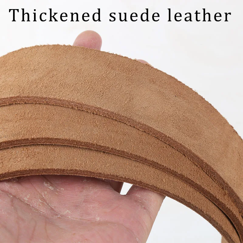 4mm light brown suede leather belt strap handmade leather DIY cowhide table pad cushion leather