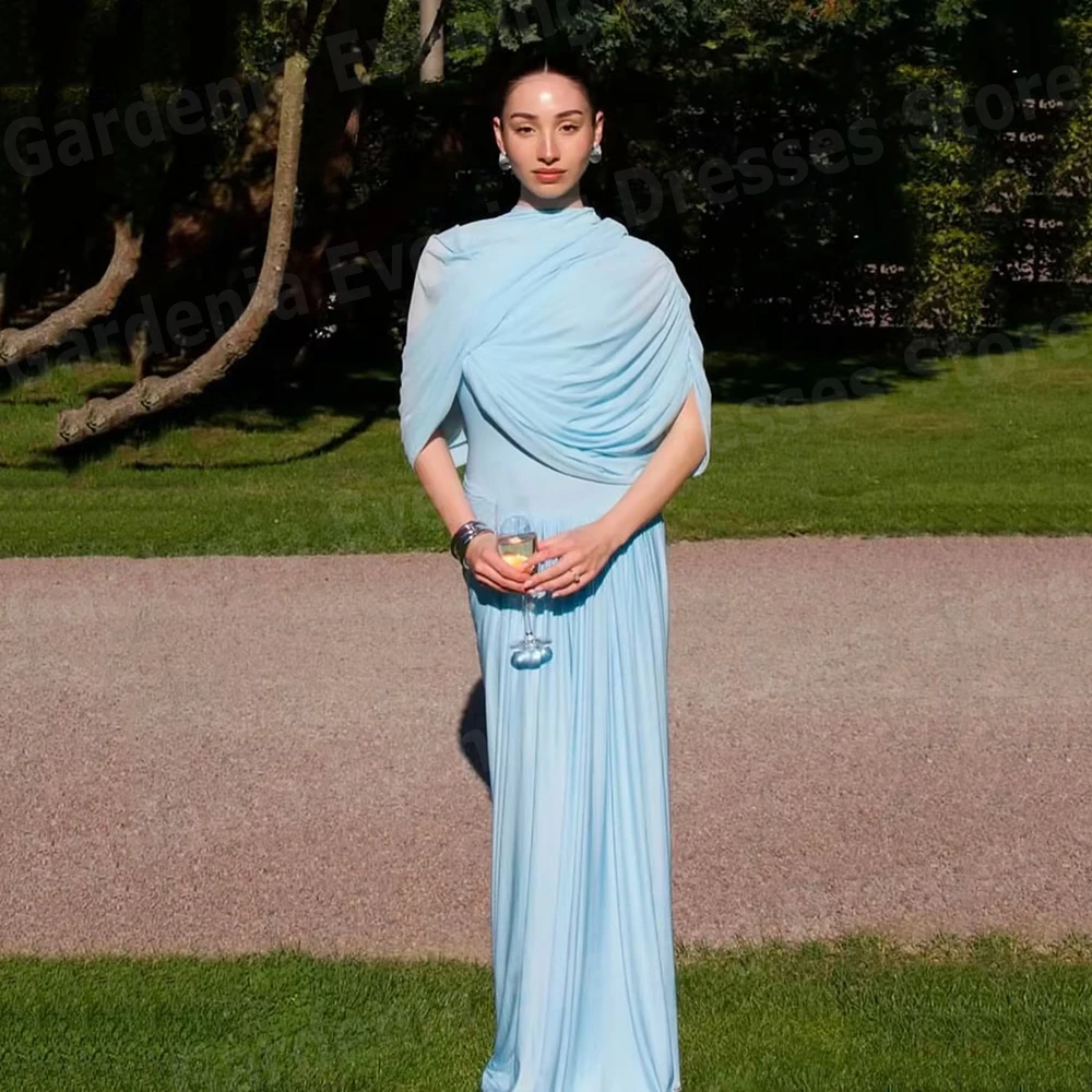 

Elegant Blue Mermaid Women's Evening Dresses Pleated Prom Gowns Customized Formal Party فساتين للمناسبات الخاصة Robe De Soirée