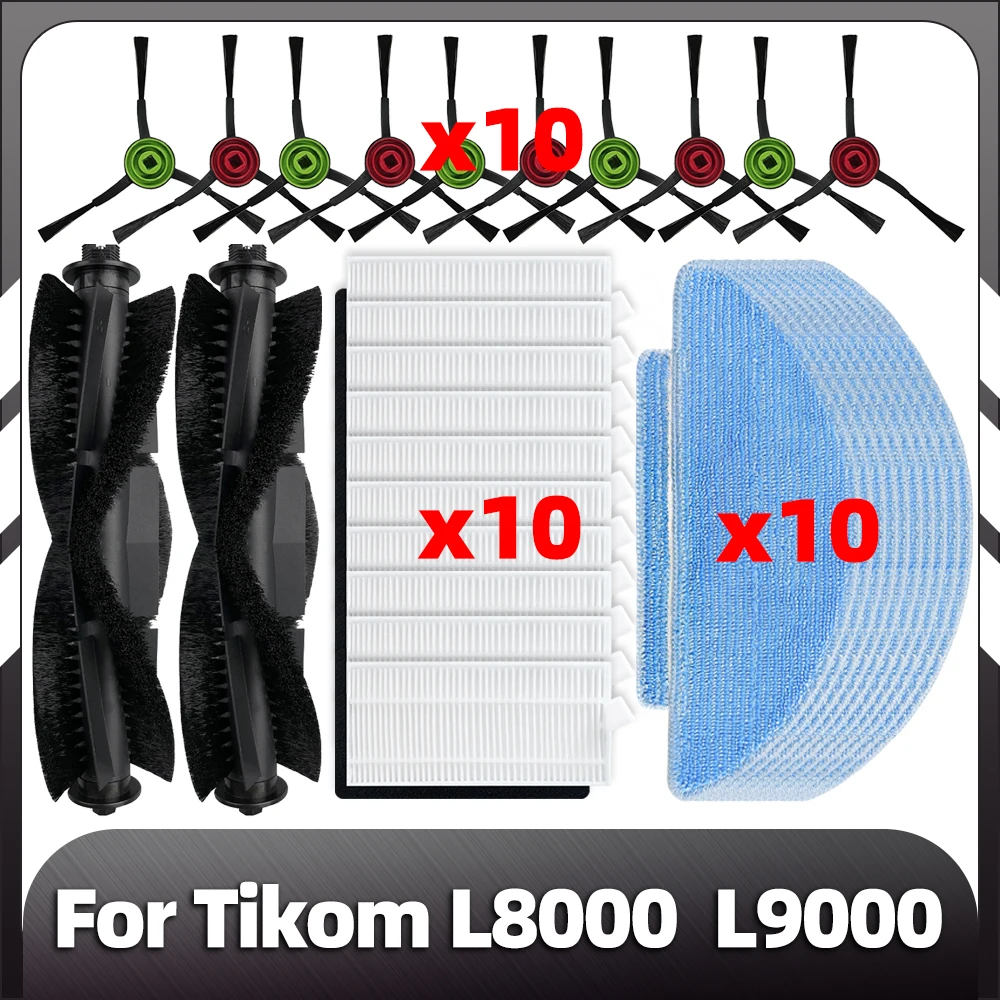 

Compatible for Tikom L8000 / L9000 Replacement Main Side Brush HEPA Filter Mop Pads Spare Parts Accessories