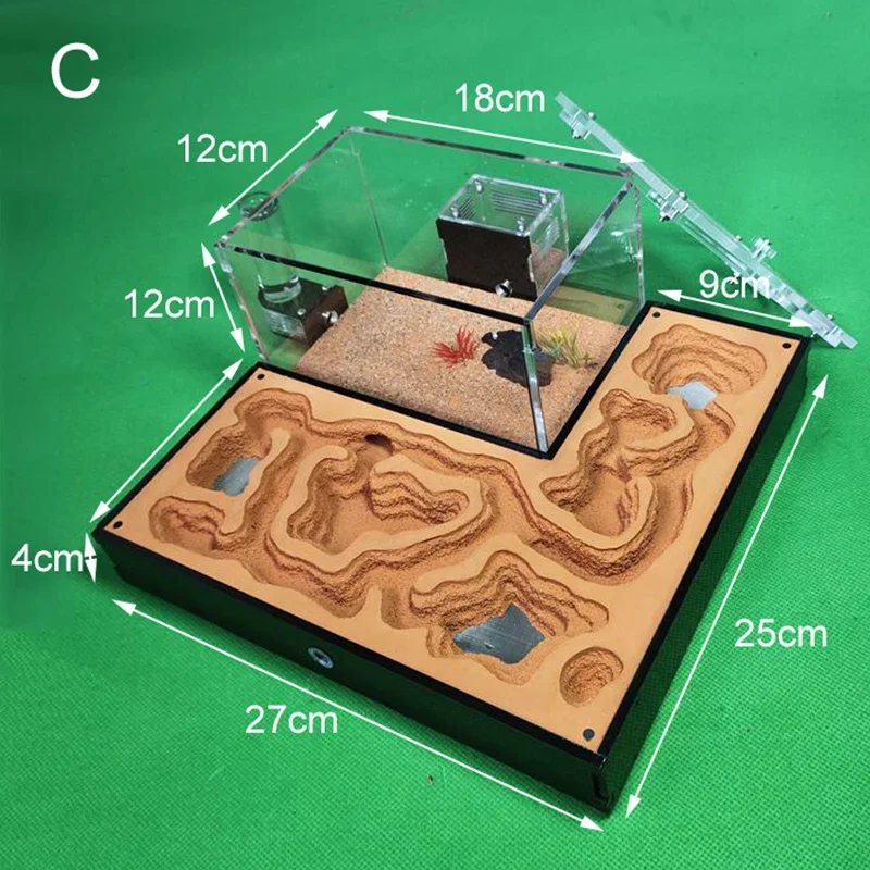 Acrylic Large Plaster Ant Farm Flat Ant Nest Big Gypsum for Pet Anthill Insect Castle Workshop Villa Ant House with Feeding Area