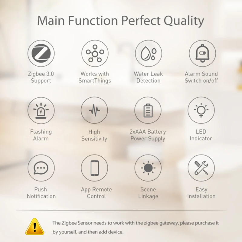 Imagem -02 - Zigbee Inteligente Água Nível Sensor Detector de Alarme de Vazamento Flood Alert Overflow Proteção de Segurança Smartthings Tuya Ewelink