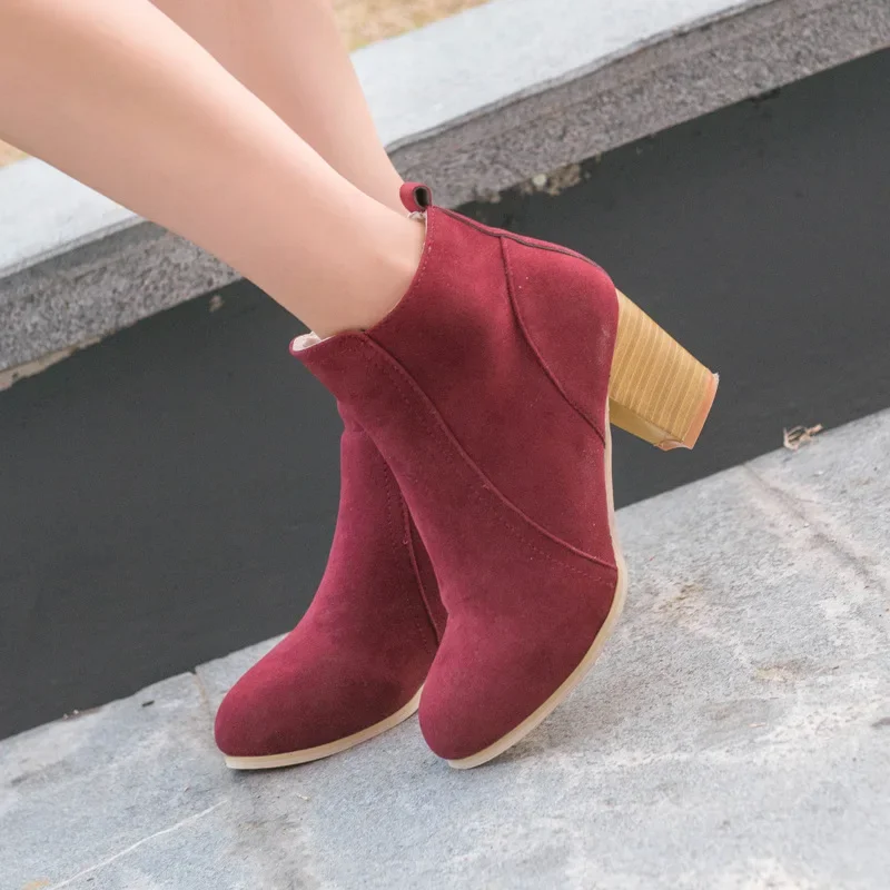 Booties Woman Autumn Winter Chunky Heels Zip Shoes Luxury Fashion Chelsea Ankle Women\'s Boots Size 41 Casual Botas Femininas