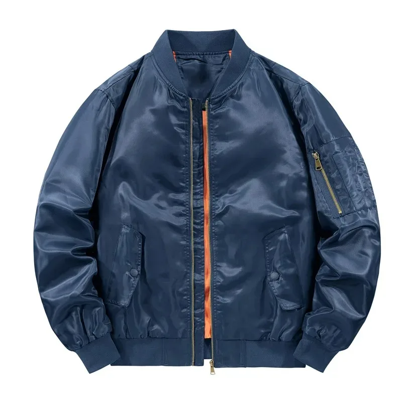 KIDWHXR Herbst-Bomberjacke für Herren, Lässige Baseball-Jacke, Streetwear mit Stehkragen und Reißverschluss, Lockere Herrenjacke mit Langen Ärmeln – Detail 10