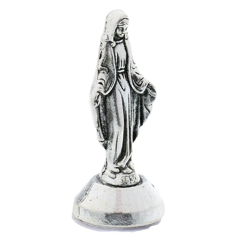 2x Mary Madonna Statue Figurine Catholic Alloy Shabby Chic for Home Decor Silver