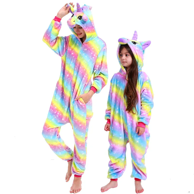 Kigurumi Adults Unicorn Animal Onesies Long Sleeve Hooded Cartoon Pajamas Anime Cosplay Costume Jumpsuit For Christmas Halloween