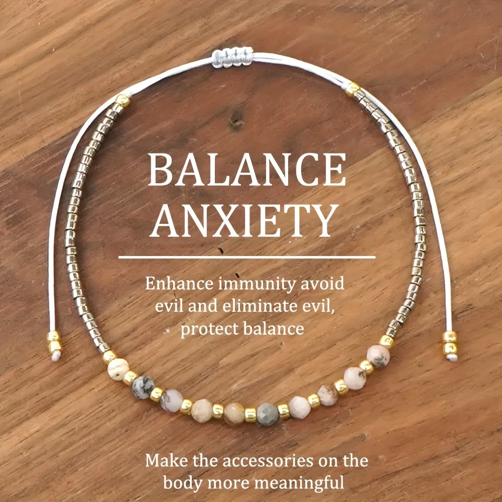 Cuentas de arroz tejidas a mano bohemias, pulseras de cuentas de turmalina de piedra semipreciosa para mujer, regalos de joyería para la amistad, equilibrio y ansiedad