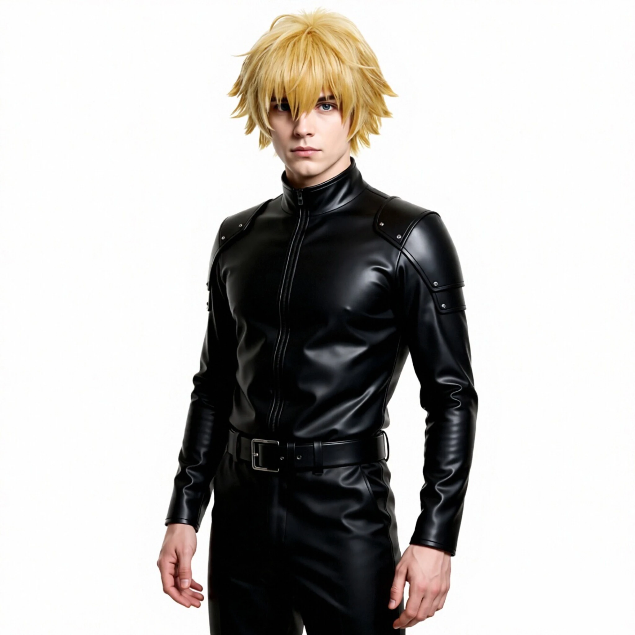 Fluffy Layered Blonde Short Cosplay Wig Spiky Textured Bang Synthetic Hairpiece Men Anime Game Theme Party Stage Fancy Dress