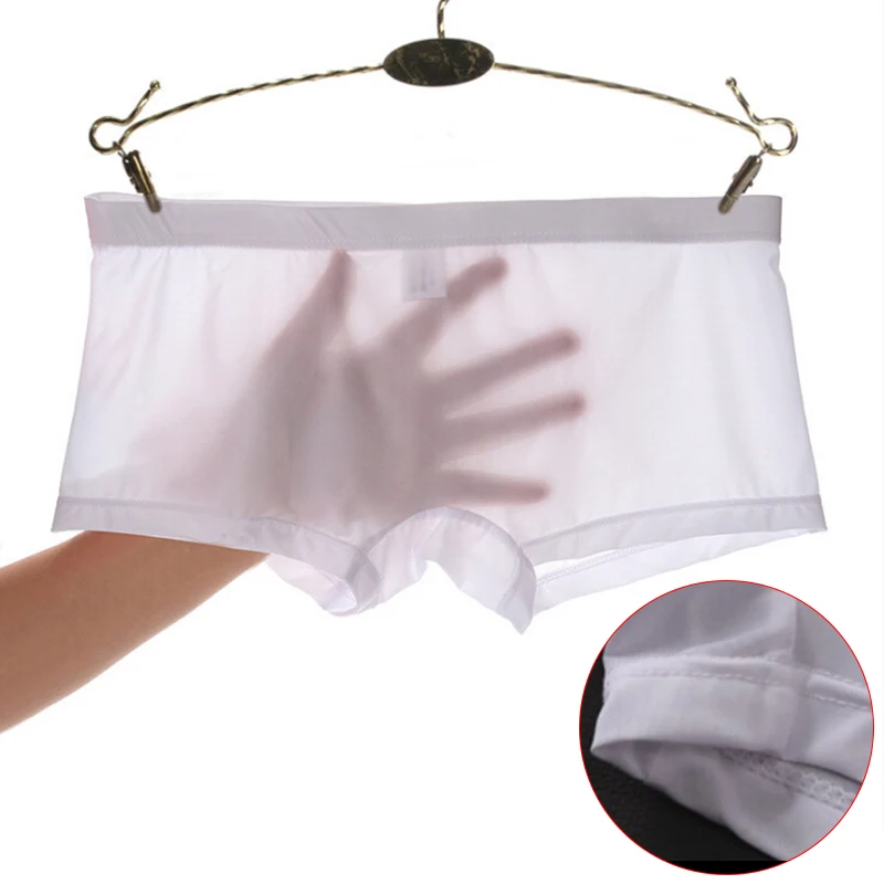 Boxer sexy sans couture pour homme, sous-vêtement ultra fin, culotte en maille transparente