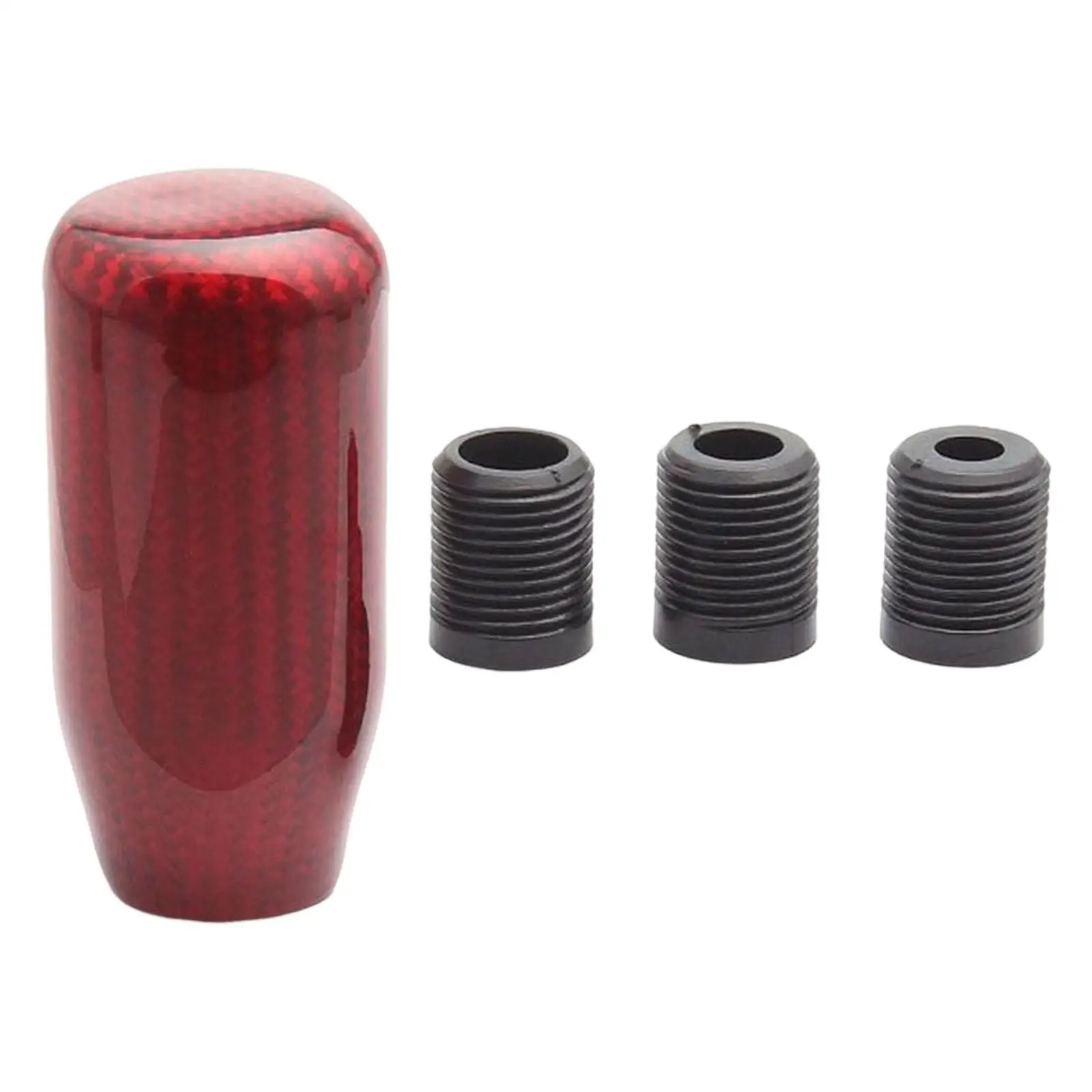 Carbon Fiber Gear Shift Knob with 3 Adapters Smooth Surface Automobile Parts