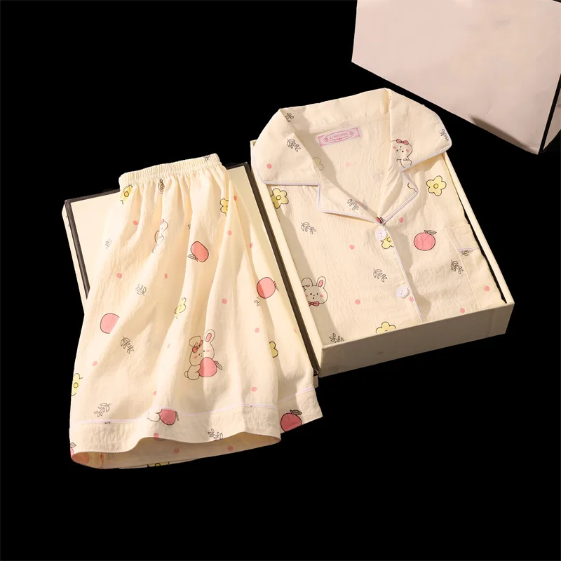 Cartoon Cute Sleepwear Summer Women Pajamas Set Soft Pijama Shorts Set Women Pyjamas Suit Female Clothing 2024 Nightwear Korean