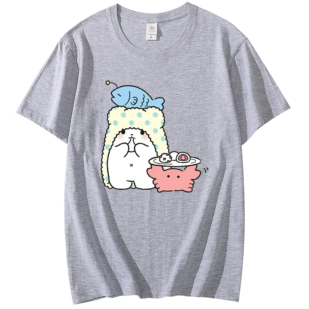 Sanrio T-shirt Marumofubiyori Men's and Women's T-shirt Casual Hip Hop Street Clothing Short T-shirt Student Printed T-shirt