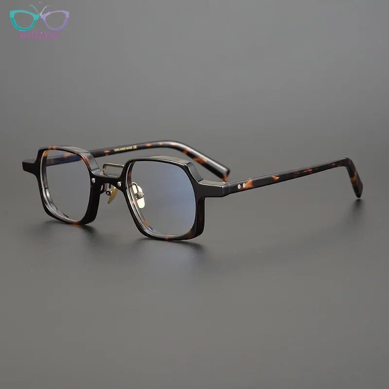 Designer Classic Turtle Colored Japan Small Square Handmade Acetate Retro Glasses Frame Men Women Myopia Prescription Eyeglass