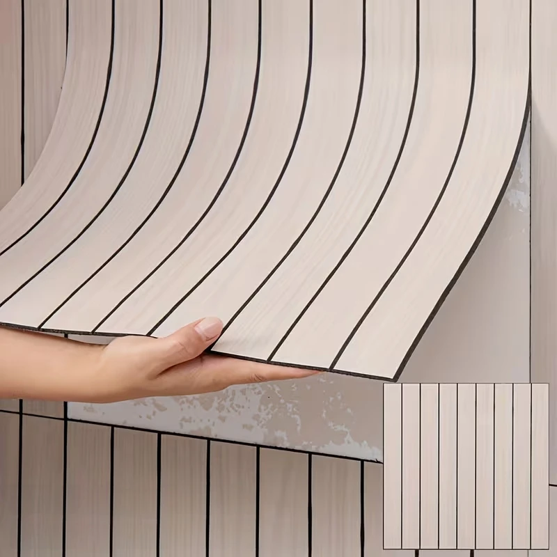 3D Wood Slat Wall Panels 30x30cm Self Adhesive Wood Grain Wall Tiles Decorative Wall Covering for Living Room Bedroom Home Decor