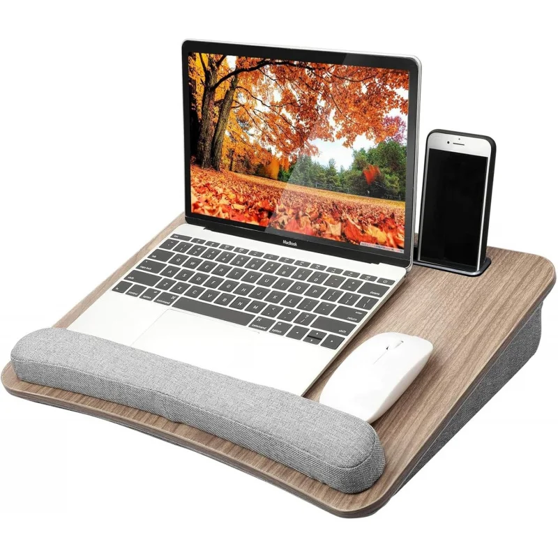

Portable Lap Laptop Desk with Pillow Cushion, Fits up to 15.6 inch Laptop, with Anti-Slip Strip & Storage Function for Home