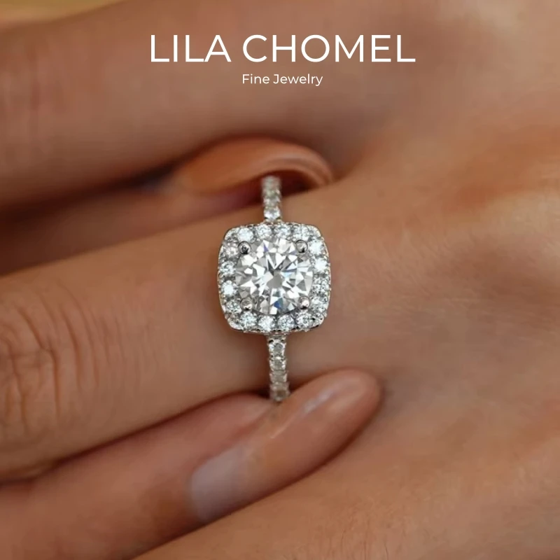 

Women Engagement 18K White Gold Wedding Bands 0.5/1CT Moissanite Diamond Girl Valentine's Day PT950 Platinum Birthday Gift Rings
