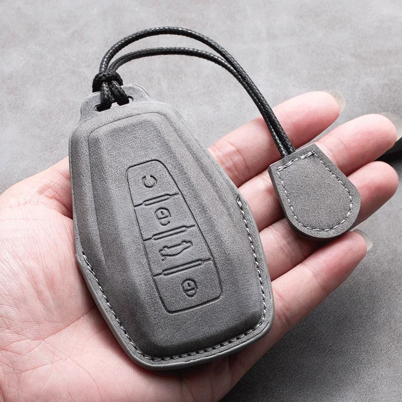 

Leather Car Key Case Cover Shell For Geely Coolray X6 Atlas Monjaro Tugella Geometry C Emgrand Global Kulrey Hawk GX7 Okavango