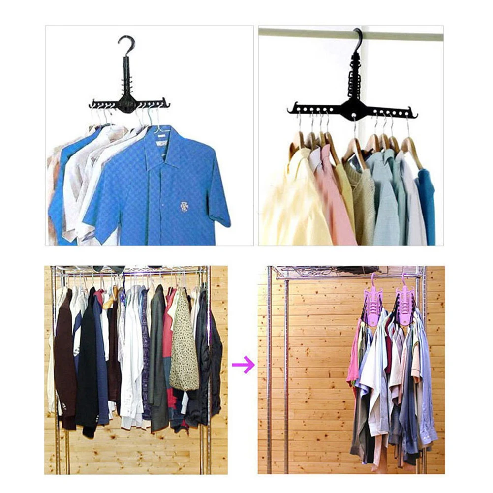 

Multi-Functional Clothes Hanger Plastic Saving Hangers Hook Rack Double Stack Home Laundry Bedroom