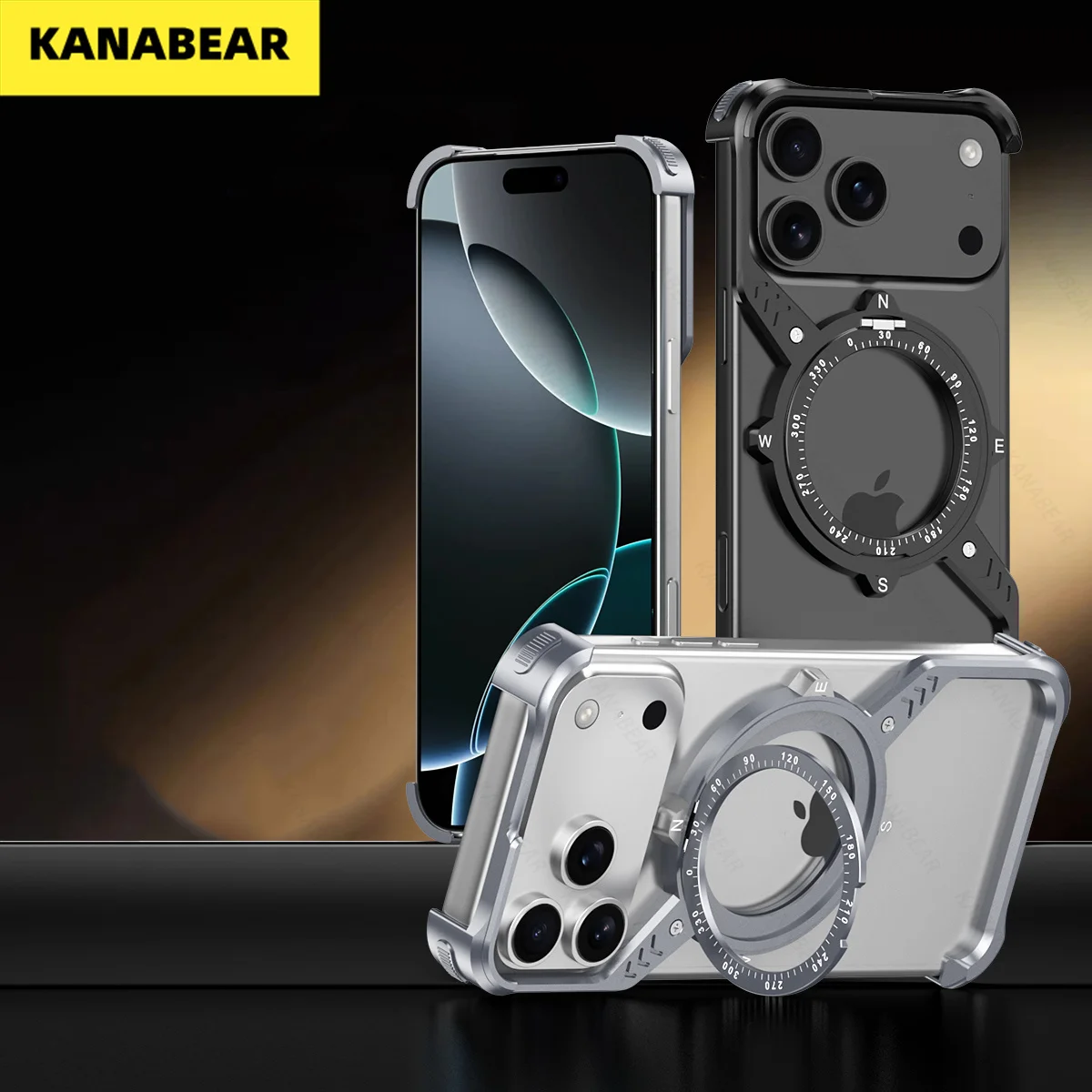 

Тонкий чехол-подставка с магнитной подставкой для iPhone17ProMax/17 серии, безграничный обнаженный механический S-образный кронштейн для компаса