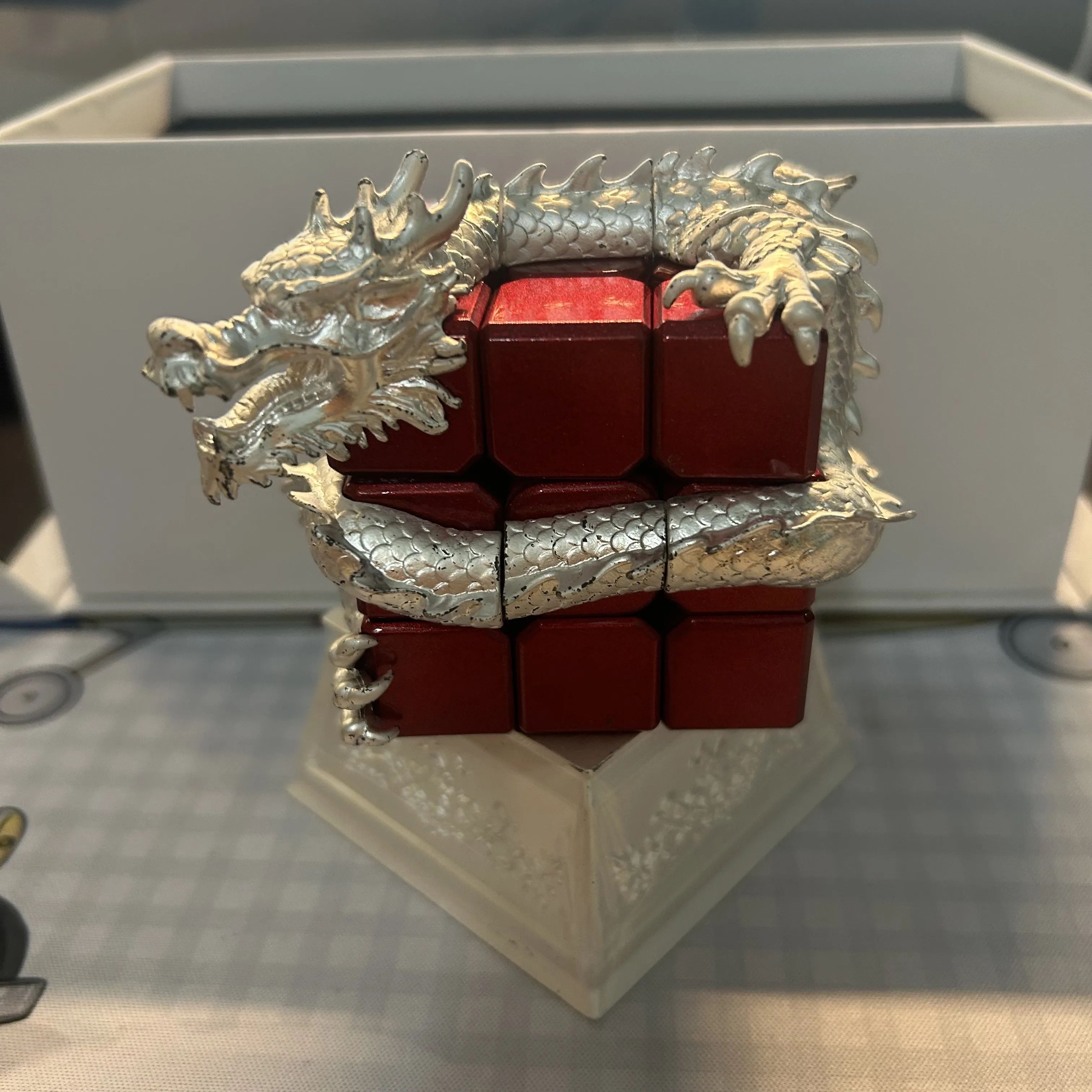 Calvin's Puzzle 3x3 Cube Limited Dragon Cube Red Metal Solid Color Competition Collection 3x3x3 Practice Puzzle Children's Toys