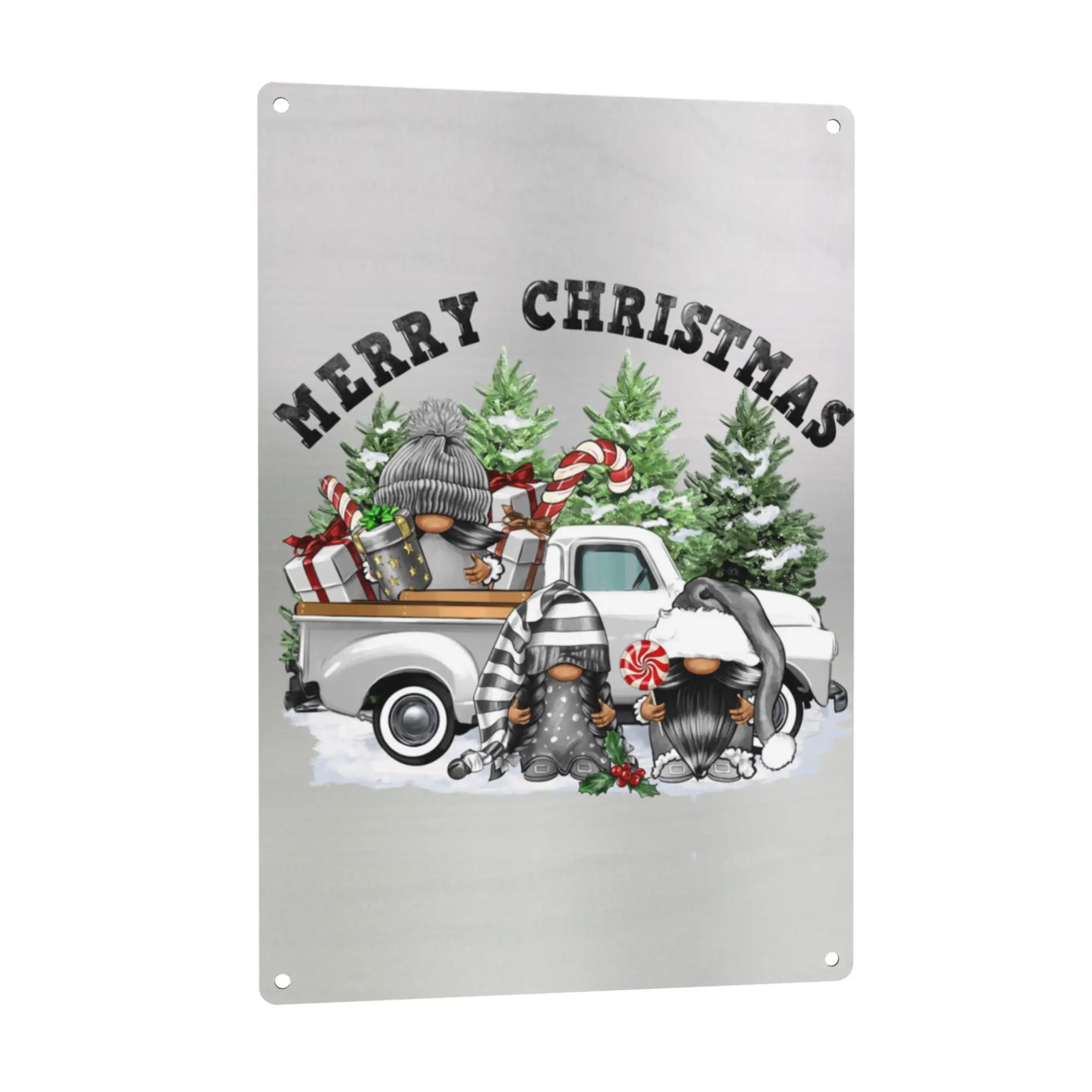

Festive Merry Christmas Aluminum Painting Rust-Free Durable Decorative Wall Art for Holiday Home Decor