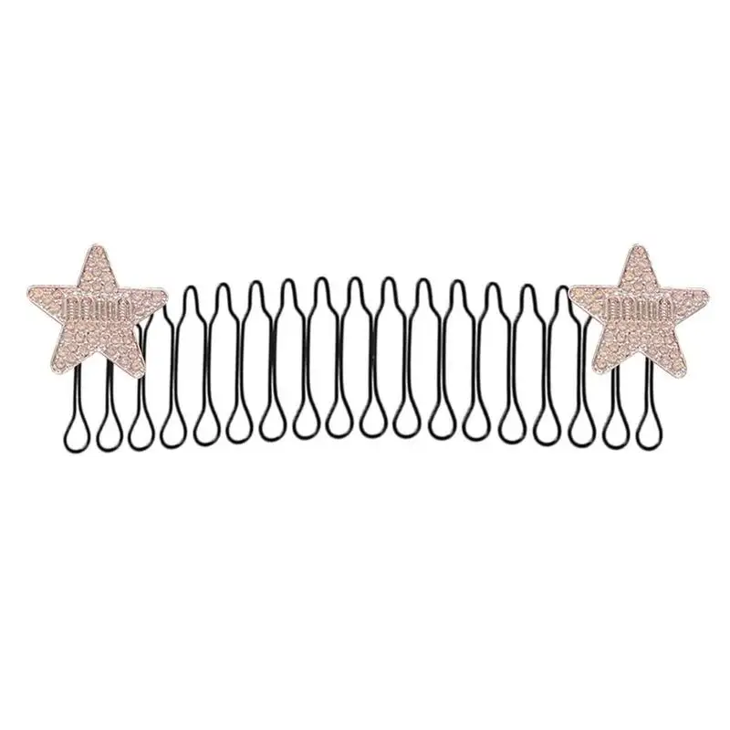 Hair Side Combs Rhinestone Invisible Star-Shaped Hair Clip Stretchable Rhinestone Star Twist Hair Organizer Artifact For Woen