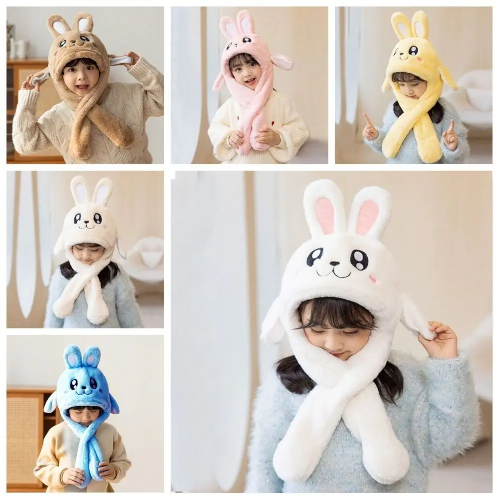 Chapeaux de lapin en peluche pour enfants, oreille de lapin en peluche, casquettes mignonnes, oreille de lapin mobile, chapeaux de saut, nouveauté créative, hiver