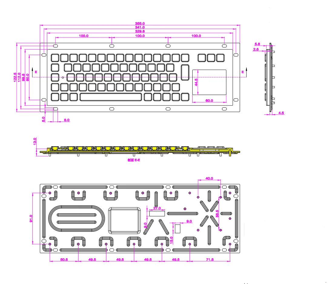 Imagem -06 - Teclado Industrial Encaixado com Touchpad de Metal Áspero Impermeável Quiosques do Serviço do Auto Ip65 Aço Inoxidável