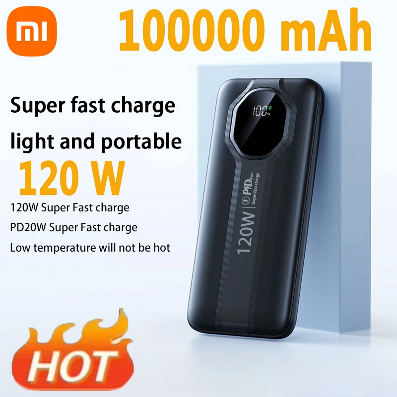 Xiaomi 100000mAh Power Bank 120W Digital Display Fast Charging Mobile High Capacity Portable Battery Charger Moblie Powerbank