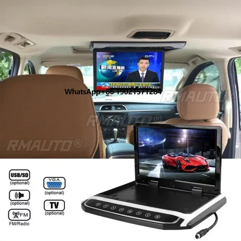 10.2 Inch Car Flip Down Monitor TFT LCD  Wide Screens TV DC 12V Car Roof Mounted Car HD Screen TF Card Slot