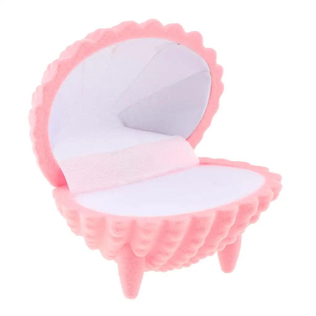 Small Shell Velvet Jewelry Display Gift Box Case for Necklace Earrings