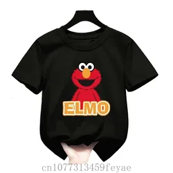 Summer Tops Cotton Cute Cartoon Kids T-Shirts Short Sleeve Tops Sesame Street Polyester Quick Dry Design Print Boys Girls Funny