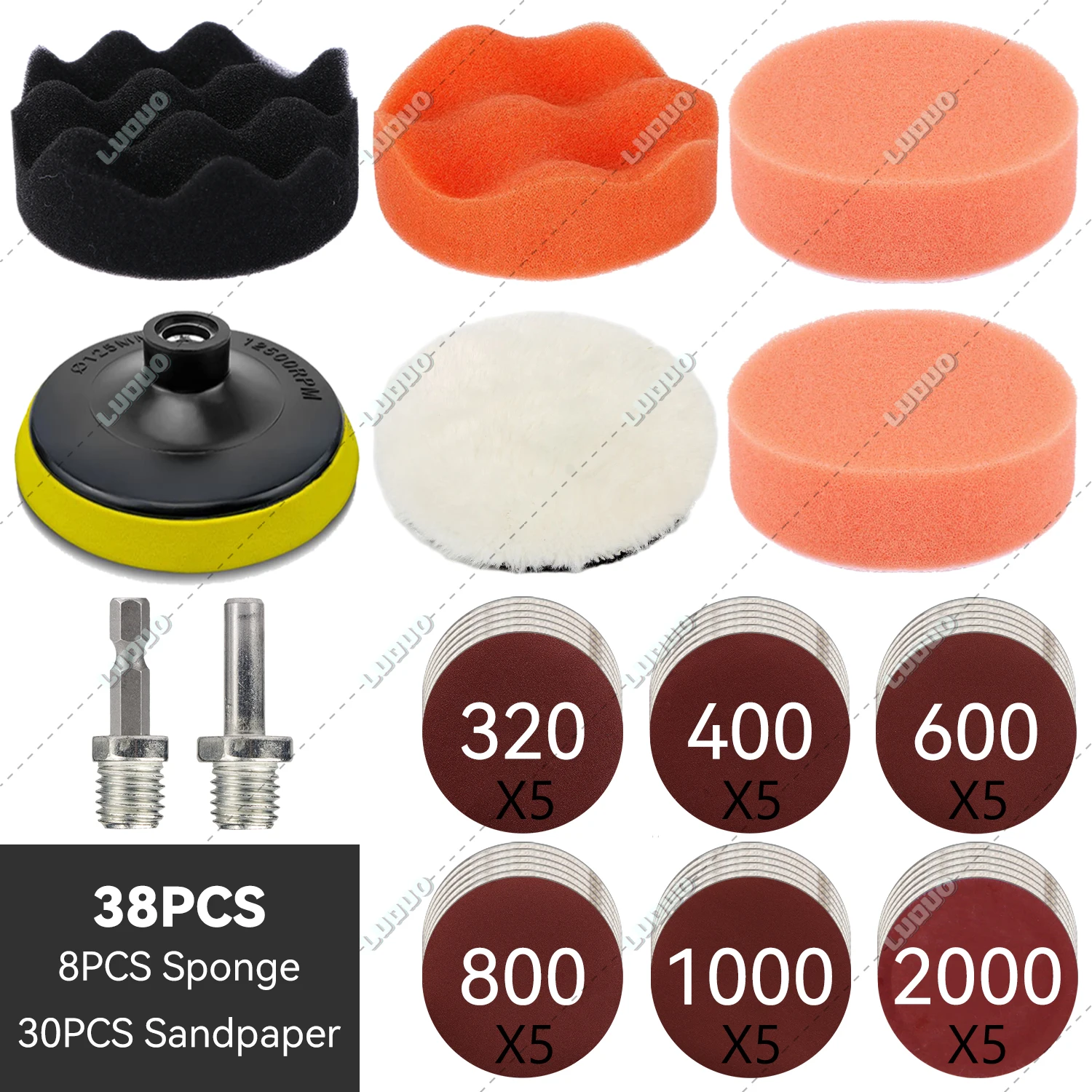 3/4/5/6 inch Auto Detaillering Polijsten Buffing Spons Wol Pad Koplamp Restauratie Schuurpapier Voor Schuren Waxen schoonmaken Wassen