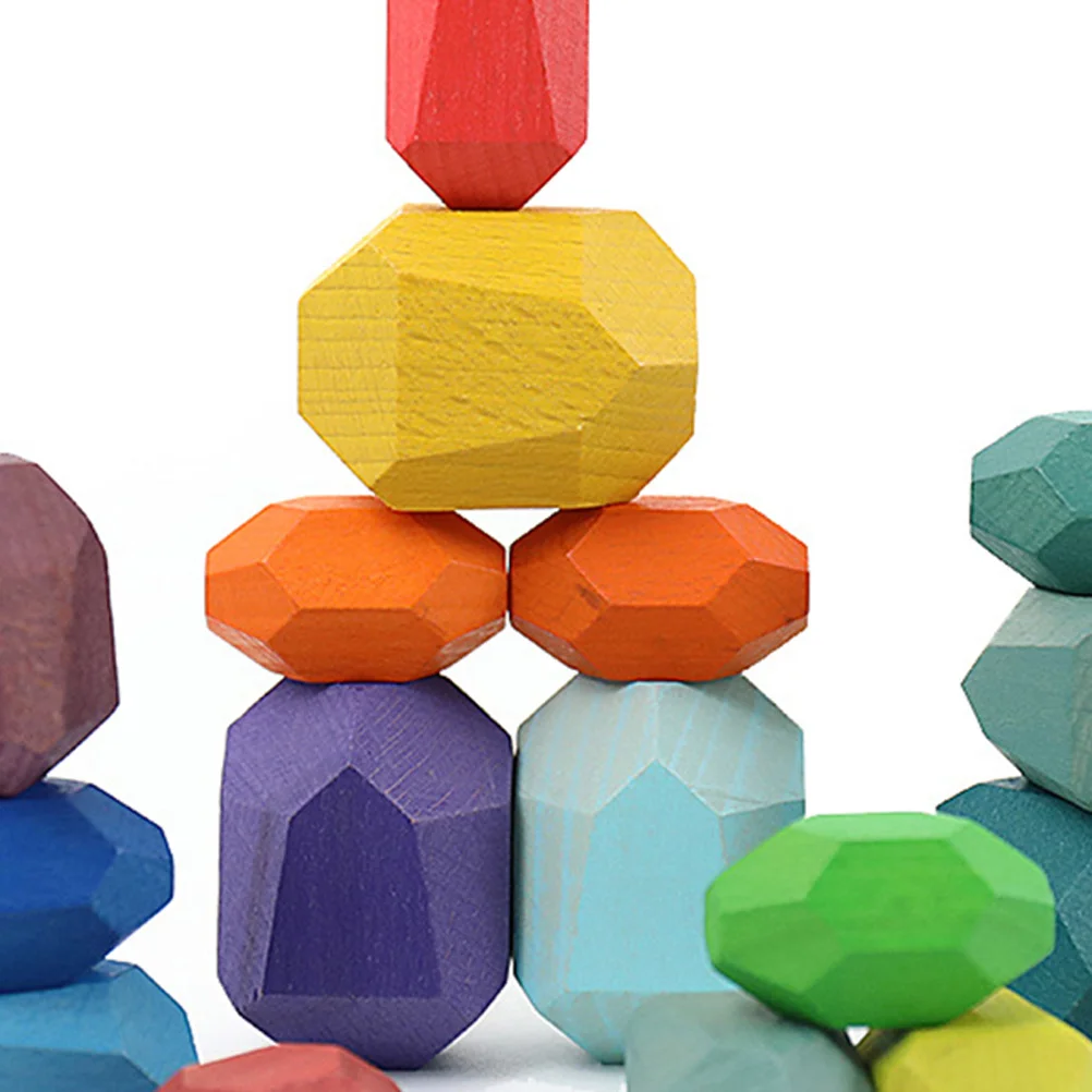 16 個のおもちゃ就学前スタッキングブロック石木製ビルディング幼児カラフルな子供