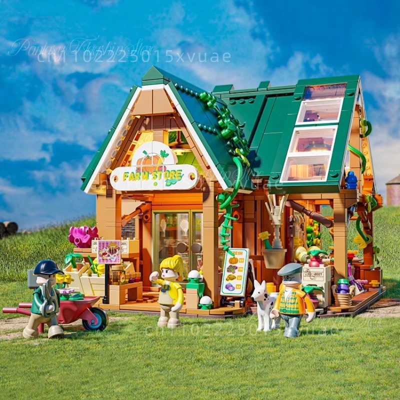 

Farm Pasture Series Building Blocks Farm Shop Assembling Toys Models Desktop Decoration Collectibles Children's Birthday Gifts