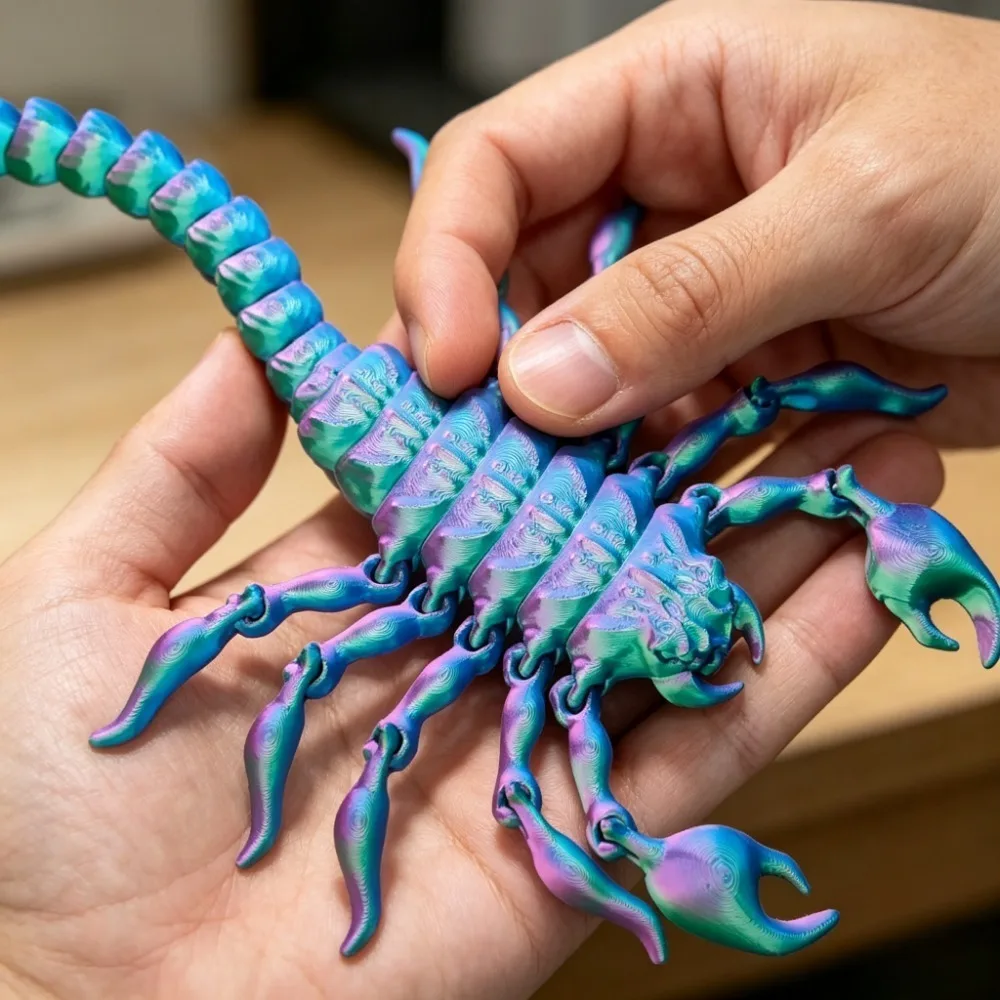 3D Printed Nightmare Luminous Scorpion Toy Jointed Movable Animal Ornaments Fun Trendy Gift Home Office Decoration