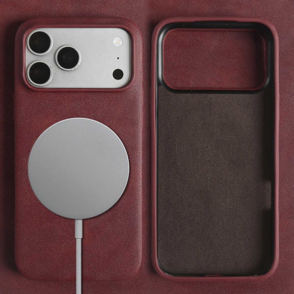 Magnetic Leather Back Cover Case for iPhone 17 Pro Max Air 17e 16e 12 13 Mini 14 Plus 11 16 15 Pro Max For Magsafe Phone Case