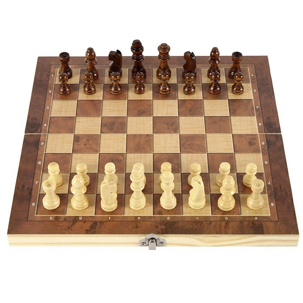 

3 in 1 Chess Game Board Wooden Chess Board Sets Exquisite Chess Set Chess and Checkers Game Set for Chess Board Game
