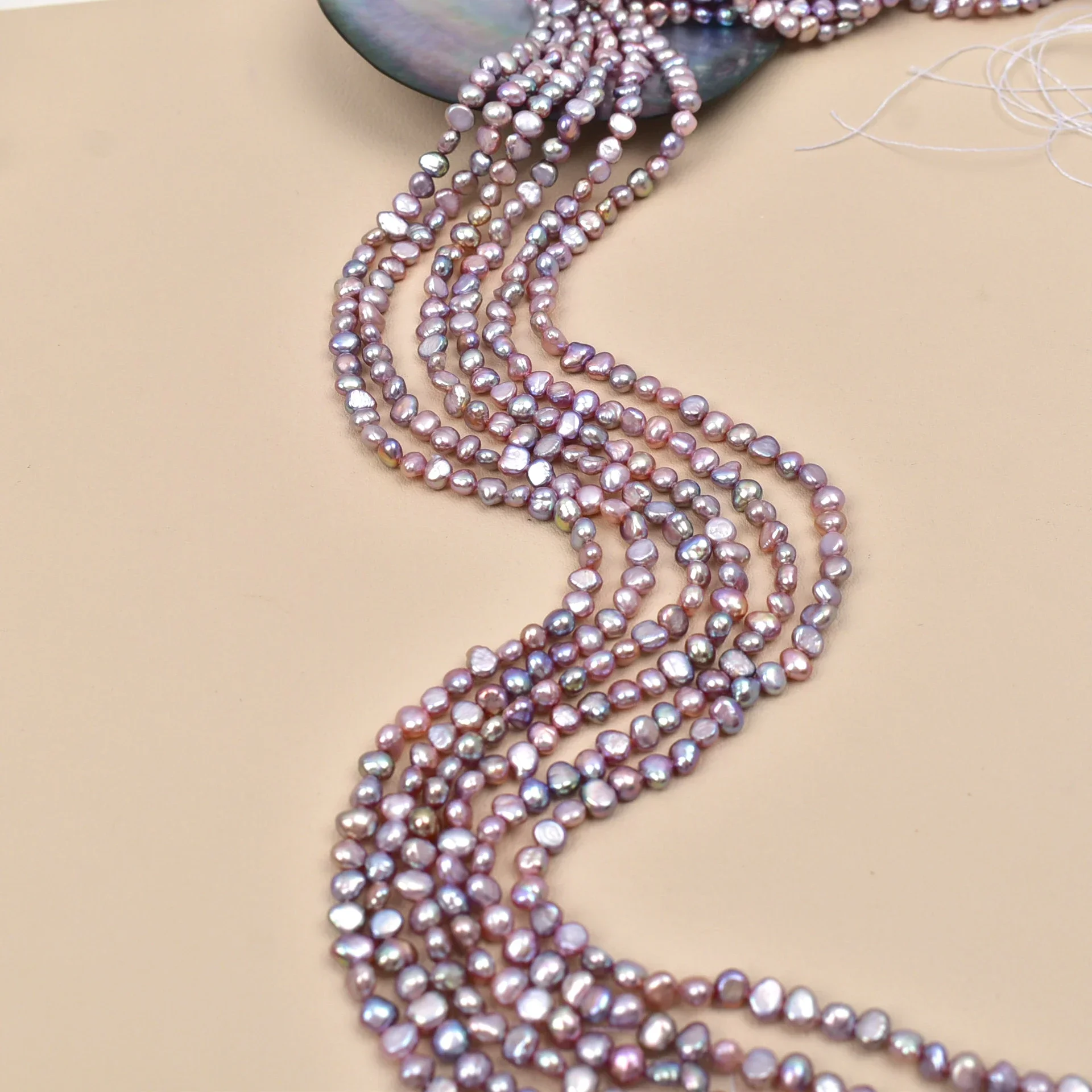 4-5mm3A Irregular Shape Luminous Silky-Smooth Natural Freshwater Purple Pearl Bead Jewelry MakeDIY Necklace Bracelet Accessories - Image 4