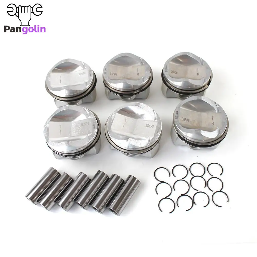 6pcs Piston Assembly w/ Piston Ring 06E107065DM 06E107066DM 028PI00124000 WG1423659 For VW Touareg AUDI A6 A8 Q7 3.0T