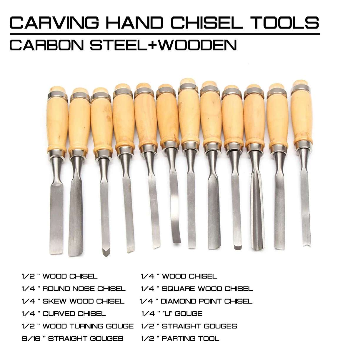 

12pcs/set Wood Carving Hand Chisel Tool Set Wood Carving Knife Chisels for Basic Polishing Woodcut Carving Chisels Tools