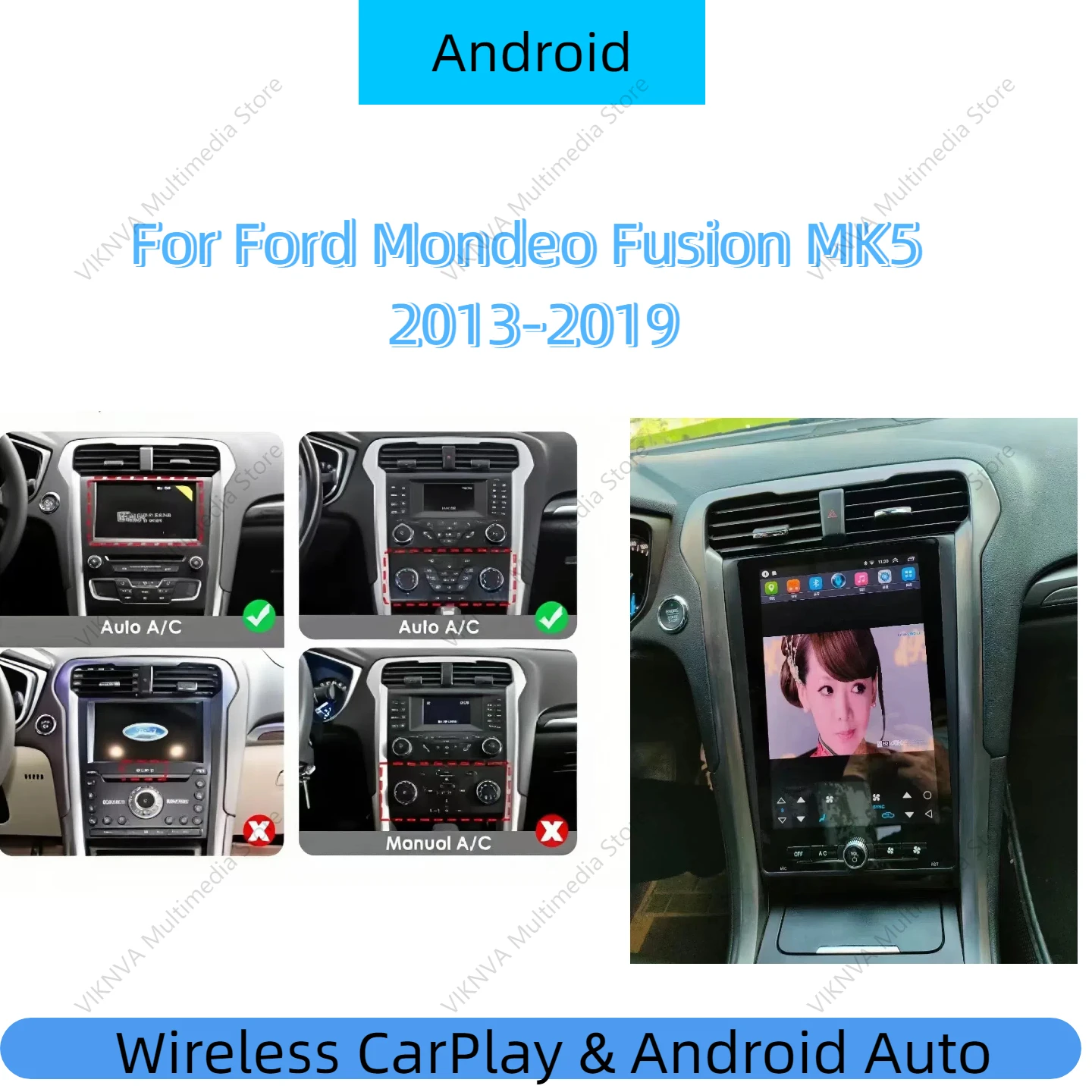 Android 8+128G Car Radio For Ford Mondeo Fusion MK5 2013-2019 Auto Stereo Multimedia Player GPS Navigation Carplay