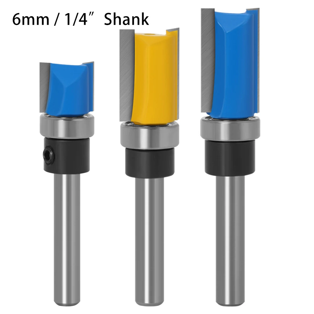 

Bearing Milling Cutter 6mm 1/4" Shank For Wood Flush Grooving And Template Edge Trimming Woodworking Router Bit